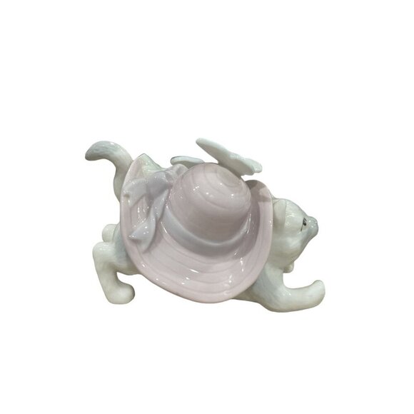Seymour Mann Porcelain Cat Figurine With Hat & Butterfly Connoisseur Collection - Picture 3 of 8